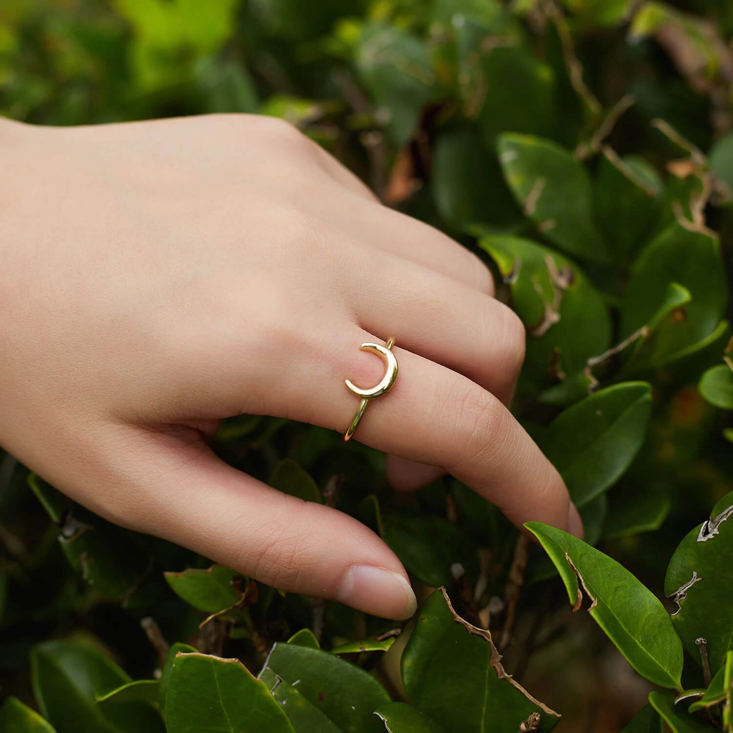 Golden Crescent Luna Ring